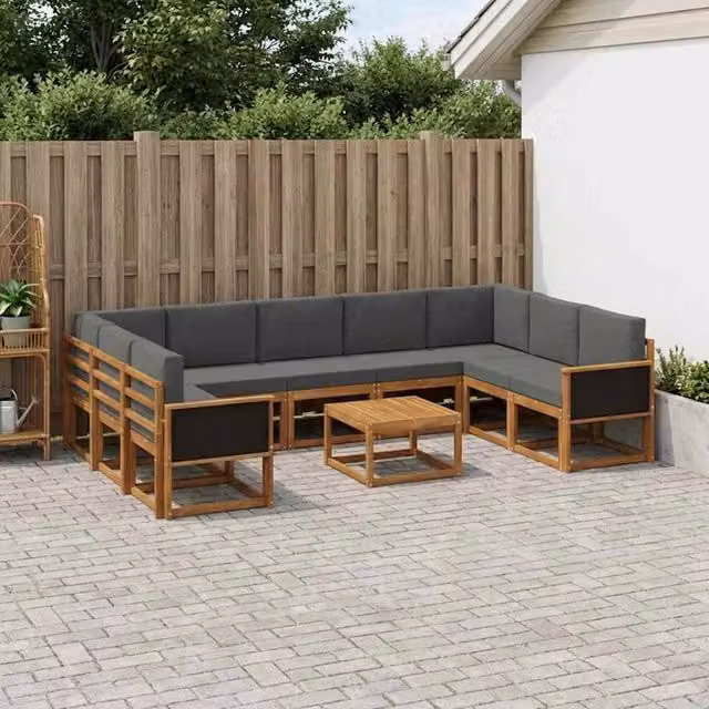 Set di divani da esterno 10 pz Naturale e Antracite 3385543
