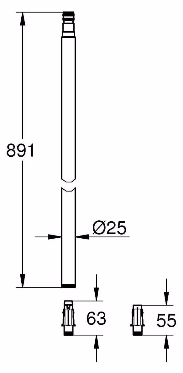 Asta per doccia da 95 cm, adatta per sistemi doccia, in metallo, disponibile in diversi colori