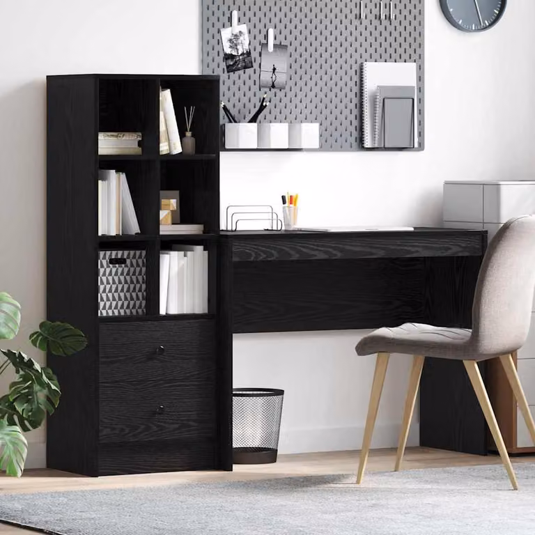 Maison Exclusive - Scrivania con cassetto 2 pcs Rovere Nero