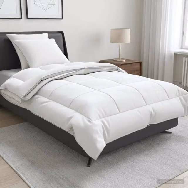 Set di piumone e cuscini 3 pezzi vidaXL 4 stagioni in microfibra e lana nuova, colore bianco – 1