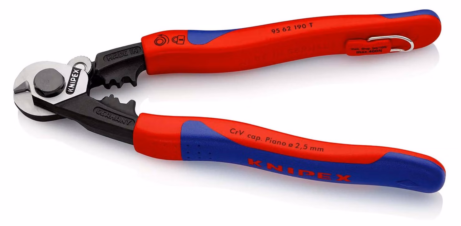 Taglierina per funi metalliche Knipex Adatta per manicotti di estremità su manicotti Bowden e paranchi a fune metallica 7 mm 7 95 62 190 T (95 62 190 T)