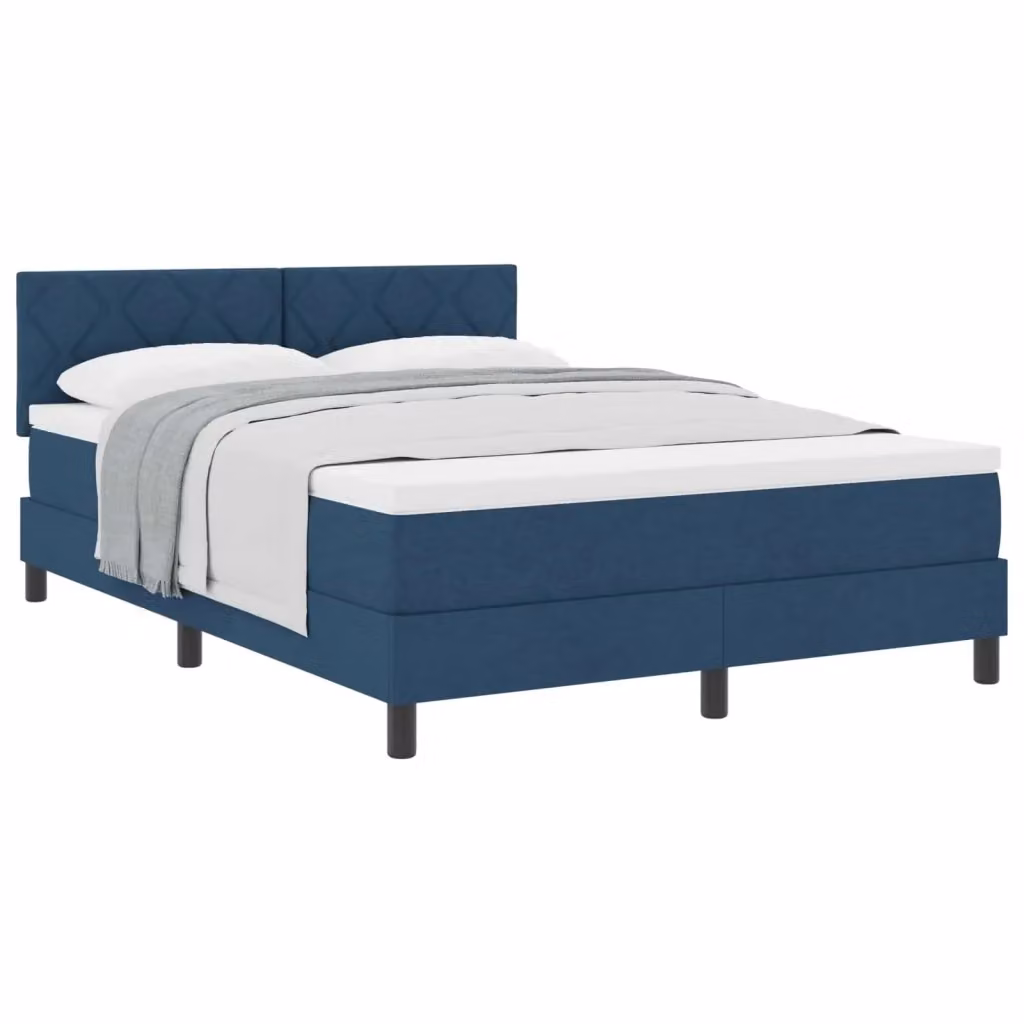 Letto ibrido con molle e schiuma vidaXL con testiera in tessuto blu L: 160 cm, P: 200 cm, H: 163 cm – 2