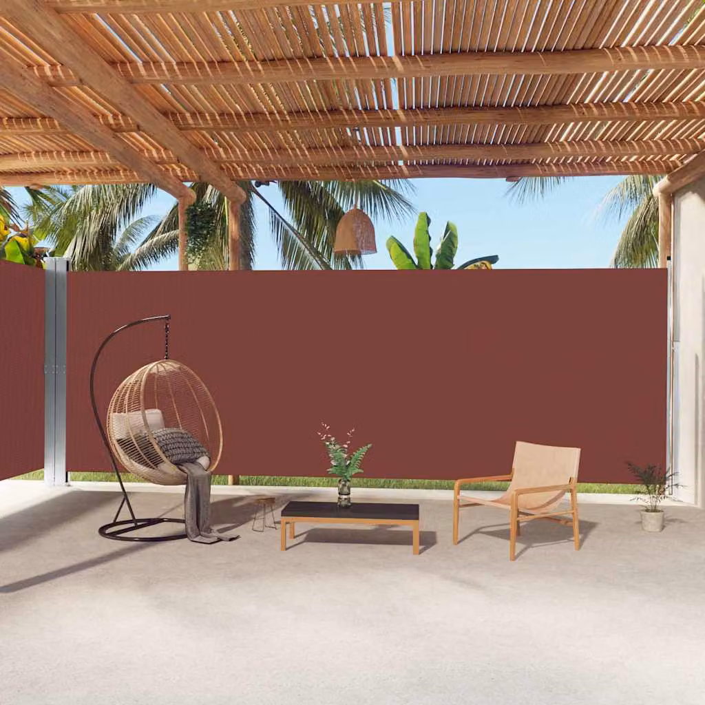 vidaXL Tenda da Sole Laterale Retrattile in Poliestere Marrone L: 1000 cm, H: 220 cm