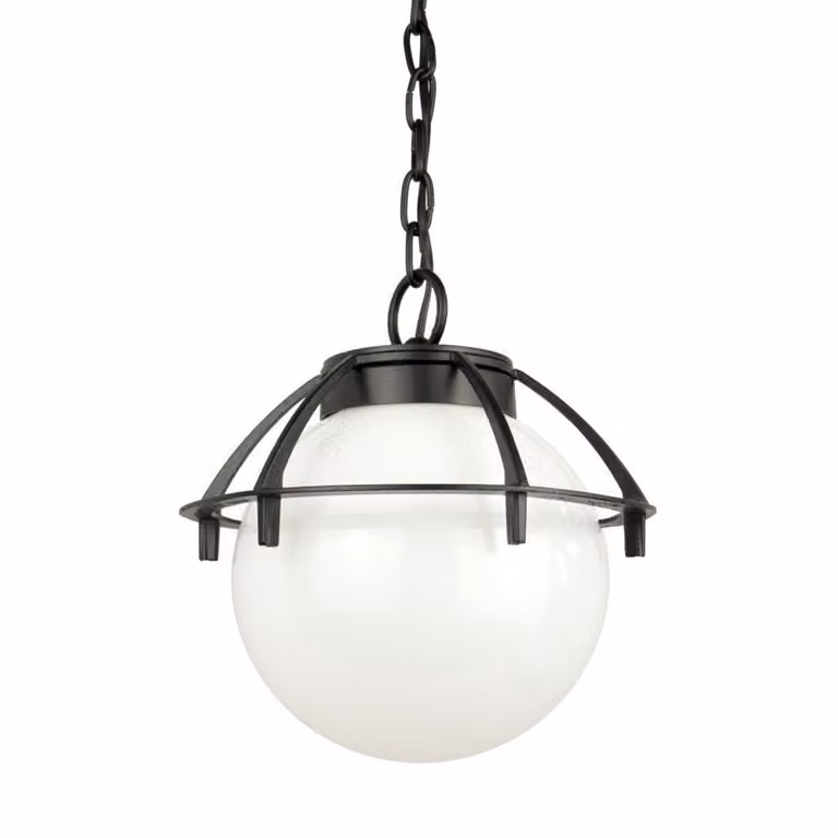 Lampada a sospensione per esterni sfera bianca o fumé 25 cm 1xE27 nero IP43 SU-MA Kule K 1018/1/KPO