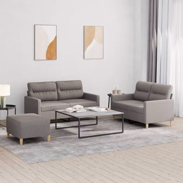 Maison Exclusive - Set divano a 3 pezzi con cuscini in tessuto color taupe