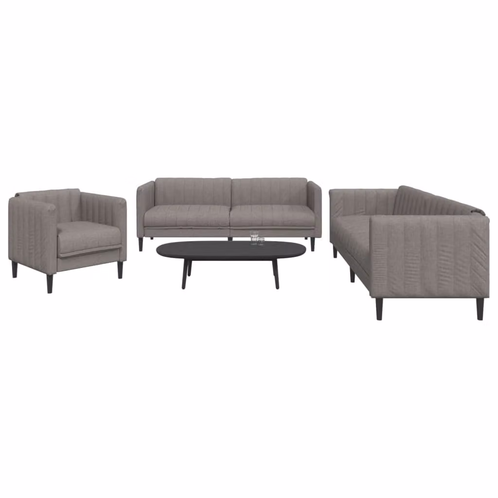 Set di divani 3 pezzi vidaXL in tessuto moderno beige e grigio con cuscini inclusi – 1