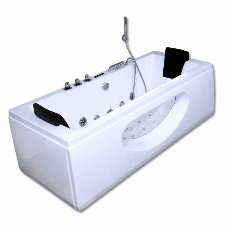 Home Deluxe - Idromassaggio - LAGUNA M - Bianco, dimensioni: 180 x 90 x 55 cm - incl. radio, riscaldamento e terapia della luce I Vasca ad angolo per 2 persone, idromassaggio interno