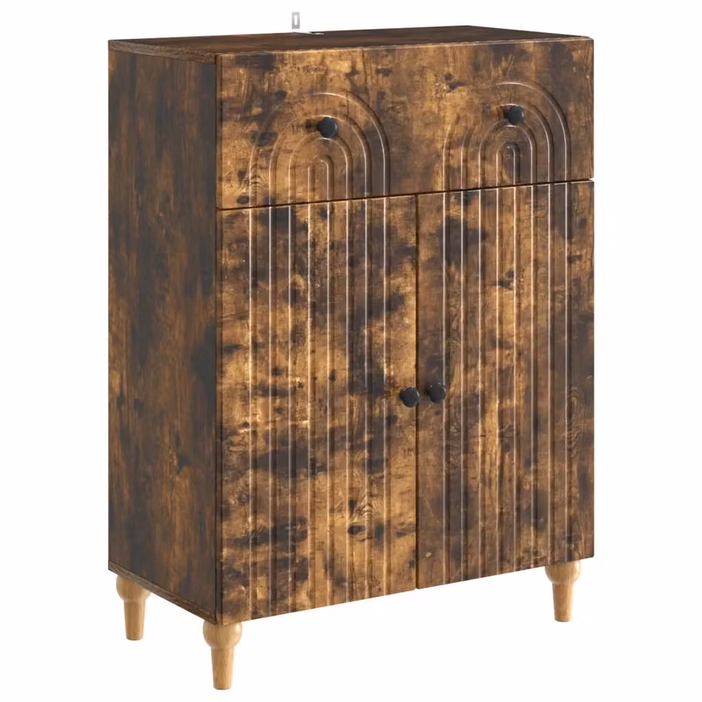 Credenza moderna vidaXL in legno e metallo color marrone L: 66 cm, P: 34,5 cm, H: 90 cm – 2