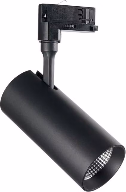 Proiettore a binario Smile IDEAL LUX in alluminio nero con LED da 30W, luce calda 3000K e forma cilindrica