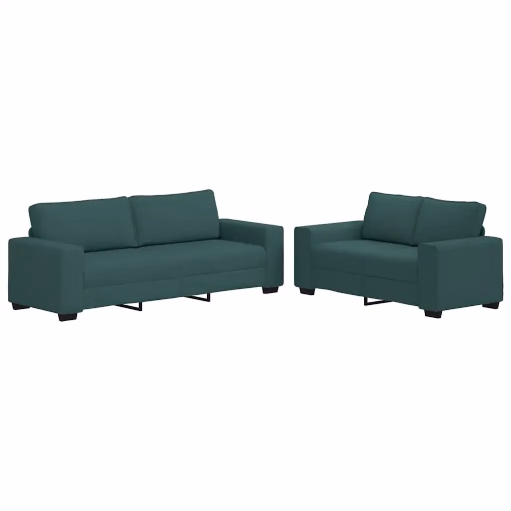Set di 2 divani moderni vidaXL in tessuto verde con cuscini decorativi per soggiorno o ufficio, L/P/H: 160 x 82 x 45 cm – 2
