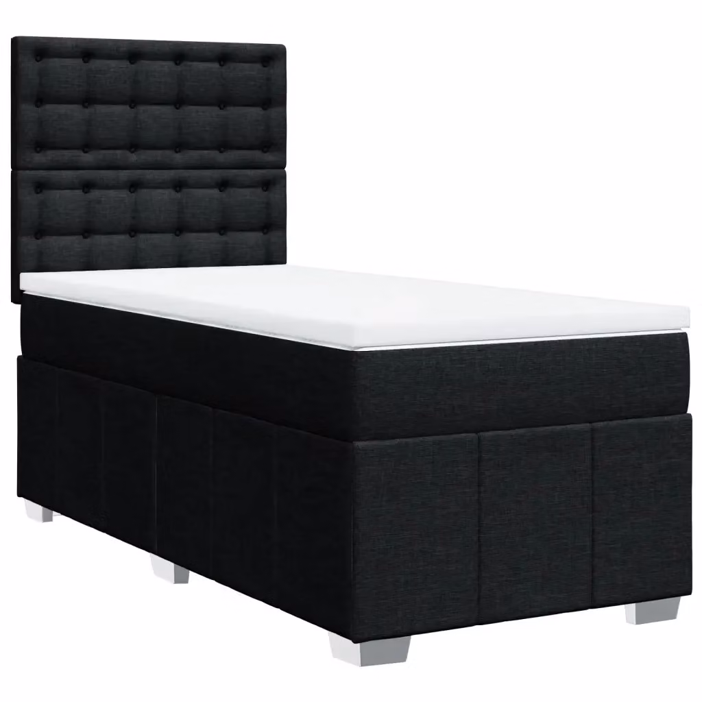Letto Ibrido vidaXL con Giroletto a Molle e Materasso in Tessuto Nero e Bianco, L 80 cm x P 200 cm – 2