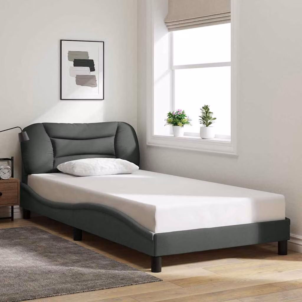 vidaXL Giroletto Hvar senza Materasso in Tessuto Grigio L/P/H: 200 x 100 x 74,5 cm – 1