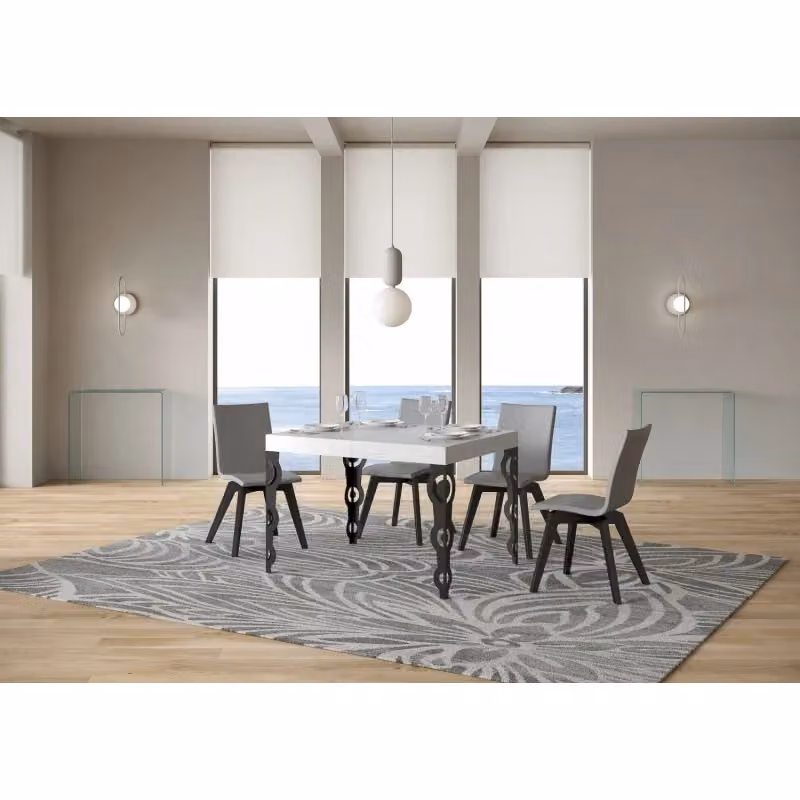 Tavolo allungabile Itamoby Karamay rettangolare con telaio antracite e piano bianco frassino L: 70 cm, P: 110/194 cm – 2