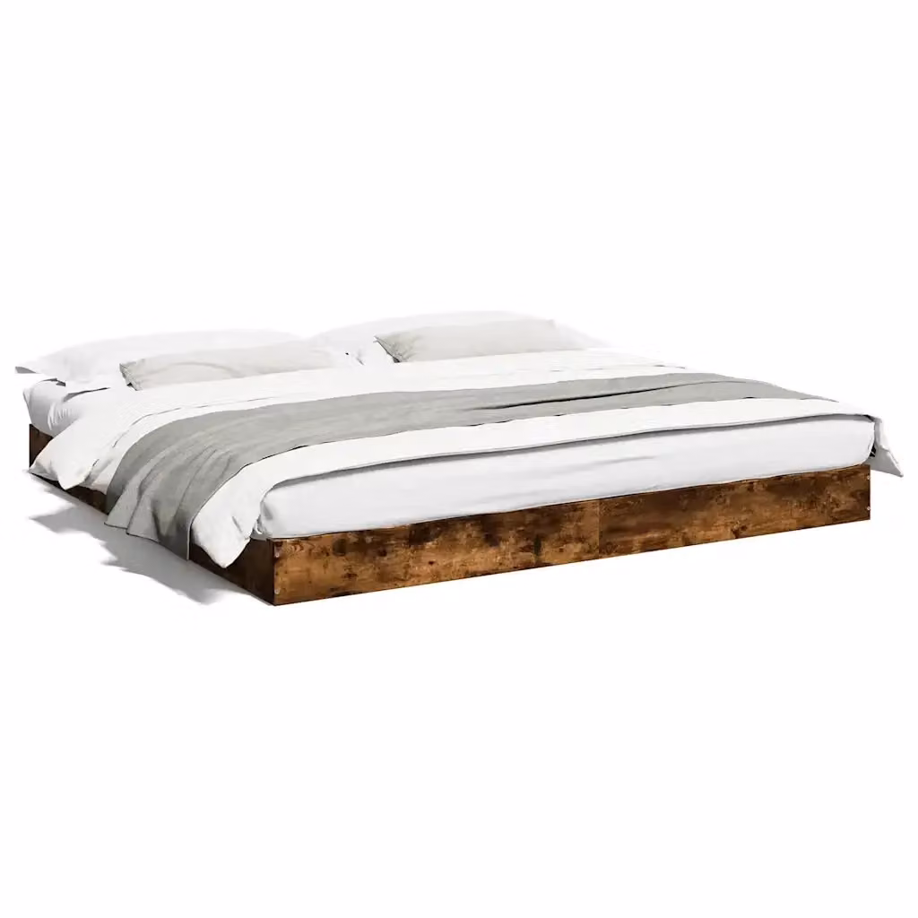 Giroletto vidaXL in legno e MDF color Rovere Fumo con doghe piatte L: 180 cm, P: 200 cm, H: 17 cm – 2