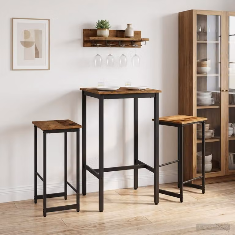 Set di 2 sgabelli da bar vidaXL in legno e metallo colore marrone L/P/H: 40 x 32 x 74 cm