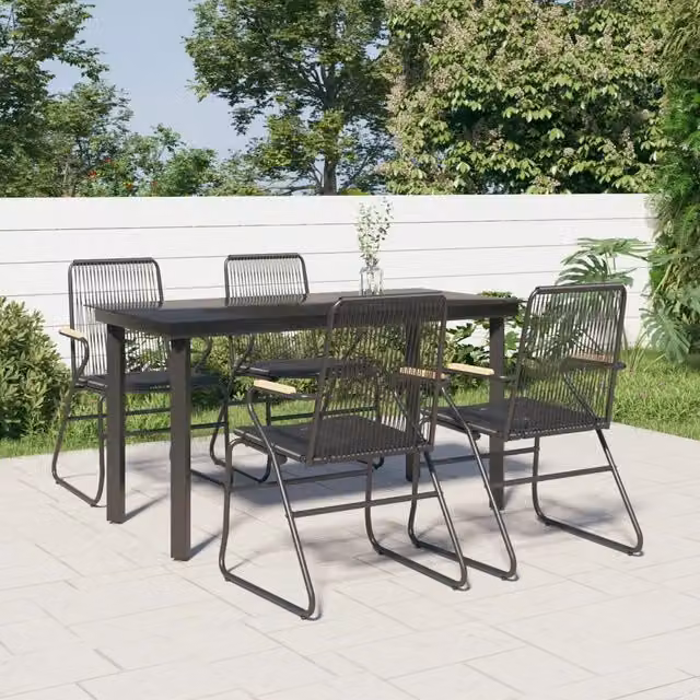 Set da Pranzo da Giardino 5 pz Nero in Rattan PVC 3099211
