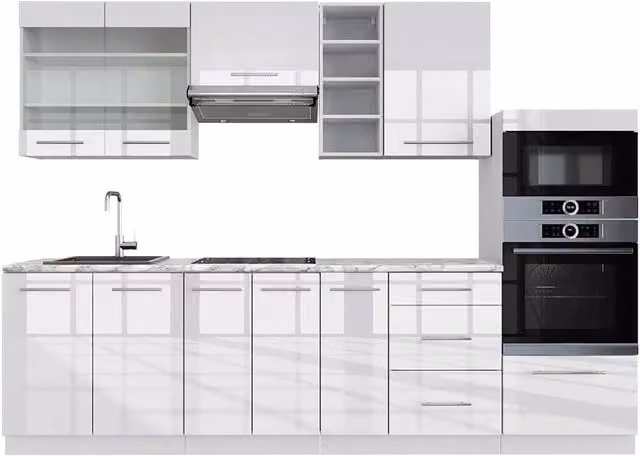 Cucina componibile moderna Fame-Line Vicco Bianco lucido, L: 280 cm