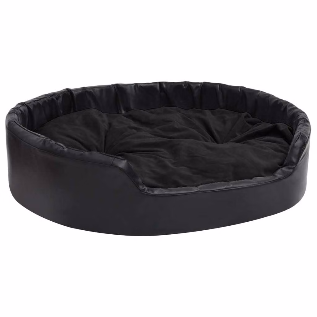 Lettino per Cani Nero 99x89x21 cm in Peluche e Pelle finta
