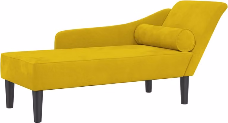 Chaise Longue con Cuscini Giallo in Velluto