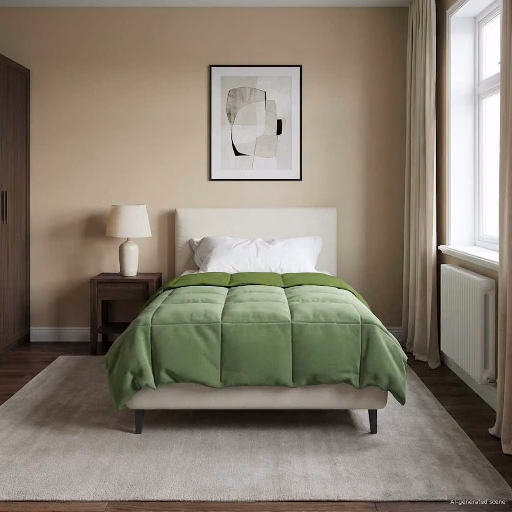 vidaXL Piumone Invernale in Microfibra Traspirabile e Reversibile, Verde, 135 x 200 cm