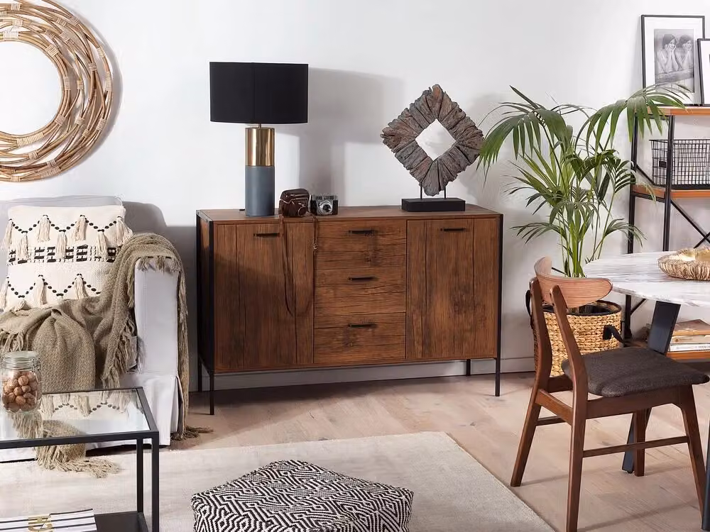 Madia credenza industriale BELIANI in legno e metallo marrone e nero per soggiorno e sala da pranzo – 2