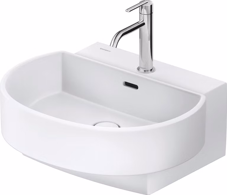 Duravit Balcoon lavabo, plage de robinetterie, 1 trou de robinetterie, avec trop-plein, avec robinetterie Push-Open, largeur 550mm, 241155AC00, 241155AC00