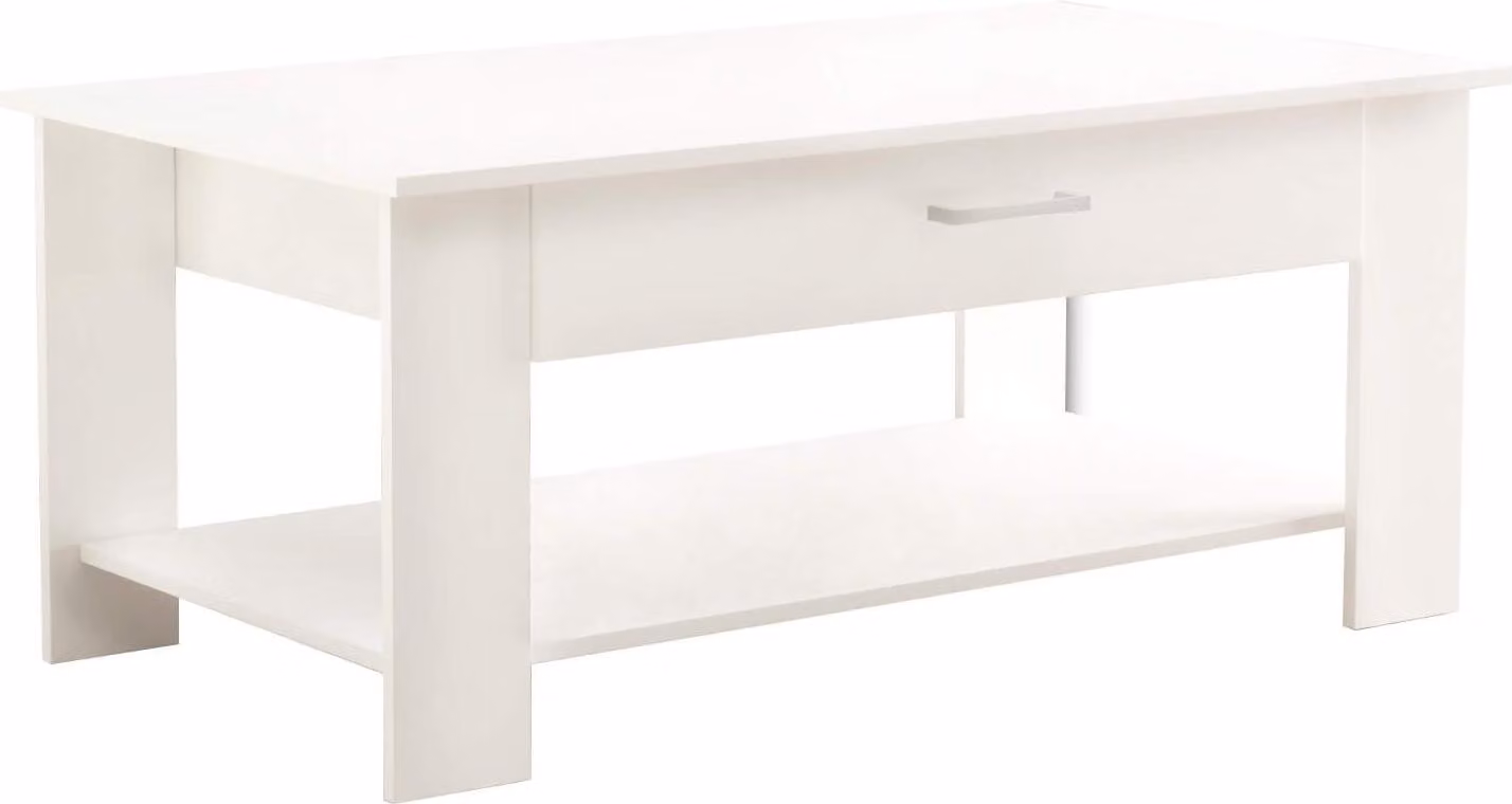 Milani Home - tavolino da salotto moderno 110 x 60 x 44 cm, bianco, con ripiano inferiore
