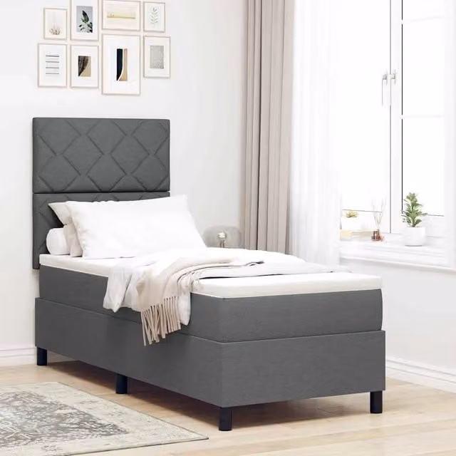 Letto a molle moderno vidaXL con strisce LED, porta USB e cassetti, Grigio, L: 80 cm, P: 200 cm, H: 128 cm