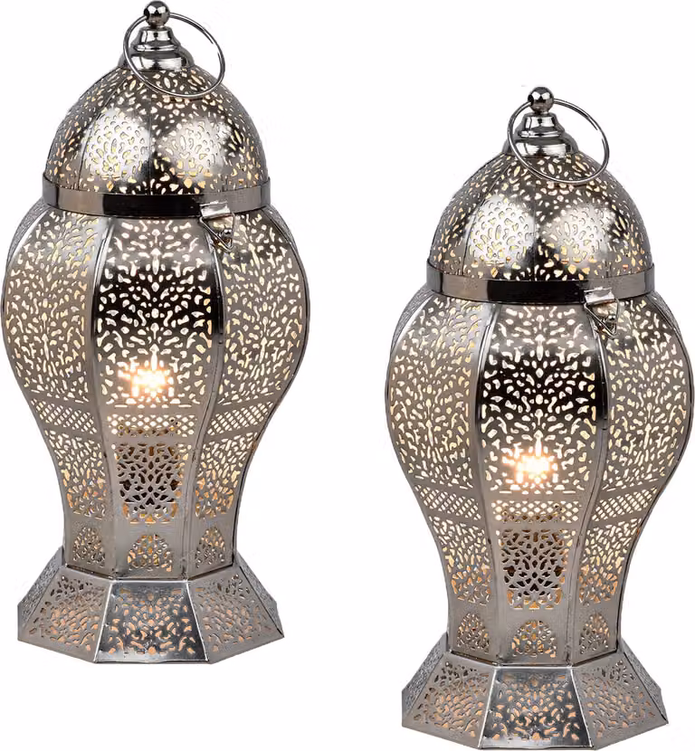 set di 2 lampade da tavolo decorative orientali Lampada da comodino Lampada Jaleel Argento
