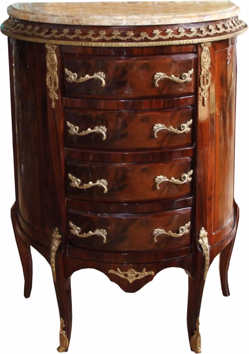 Casa Padrino Cassettone barocco Mogano marrone intarsiato con piano in marmo L 68 cm, H 89 cm - Cassettone barocco - Edizione limitata