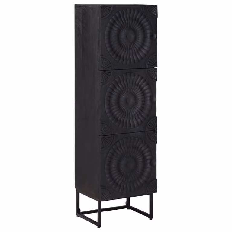 Credenza moderna vidaXL in legno di mango nero opaco L: 120 cm, P: 30 cm, H: 35 cm