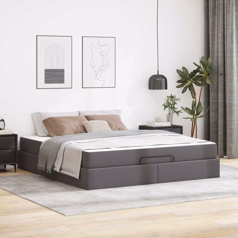 vidaXL Struttura letto con materasso Altro 2 pz Grigio PVC