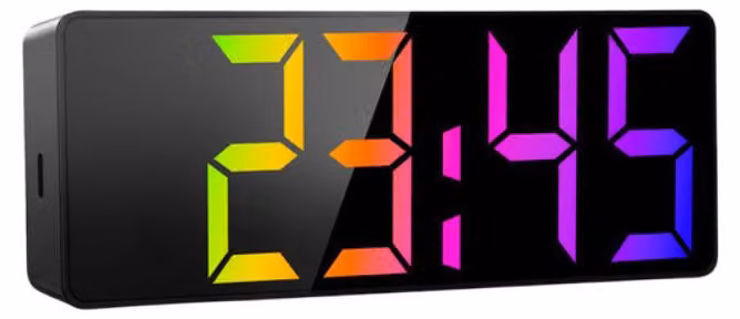 Sveglia digitale a LED con display a specchio, 34 LED, colore nero