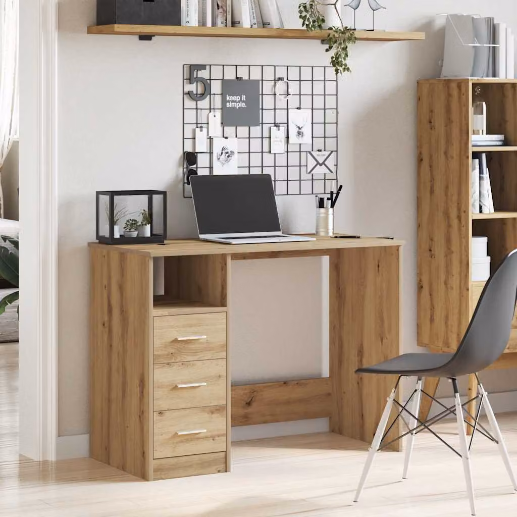 Scrivania moderna vidaXL in legno rovere marrone L: 102 cm, P: 50 cm, H: 76 cm