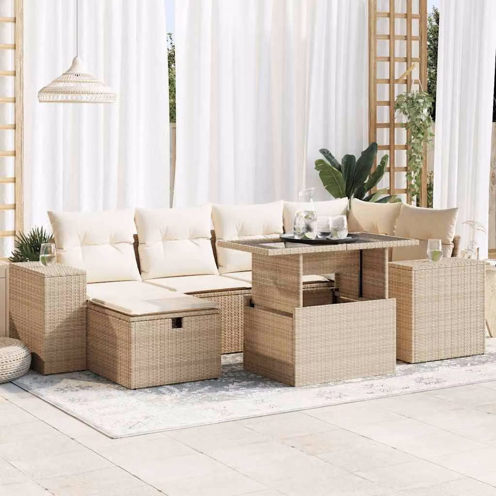 Maison Exclusive - Set Divano da Giardino 8 pz con Cuscini Beige in Polyrattan