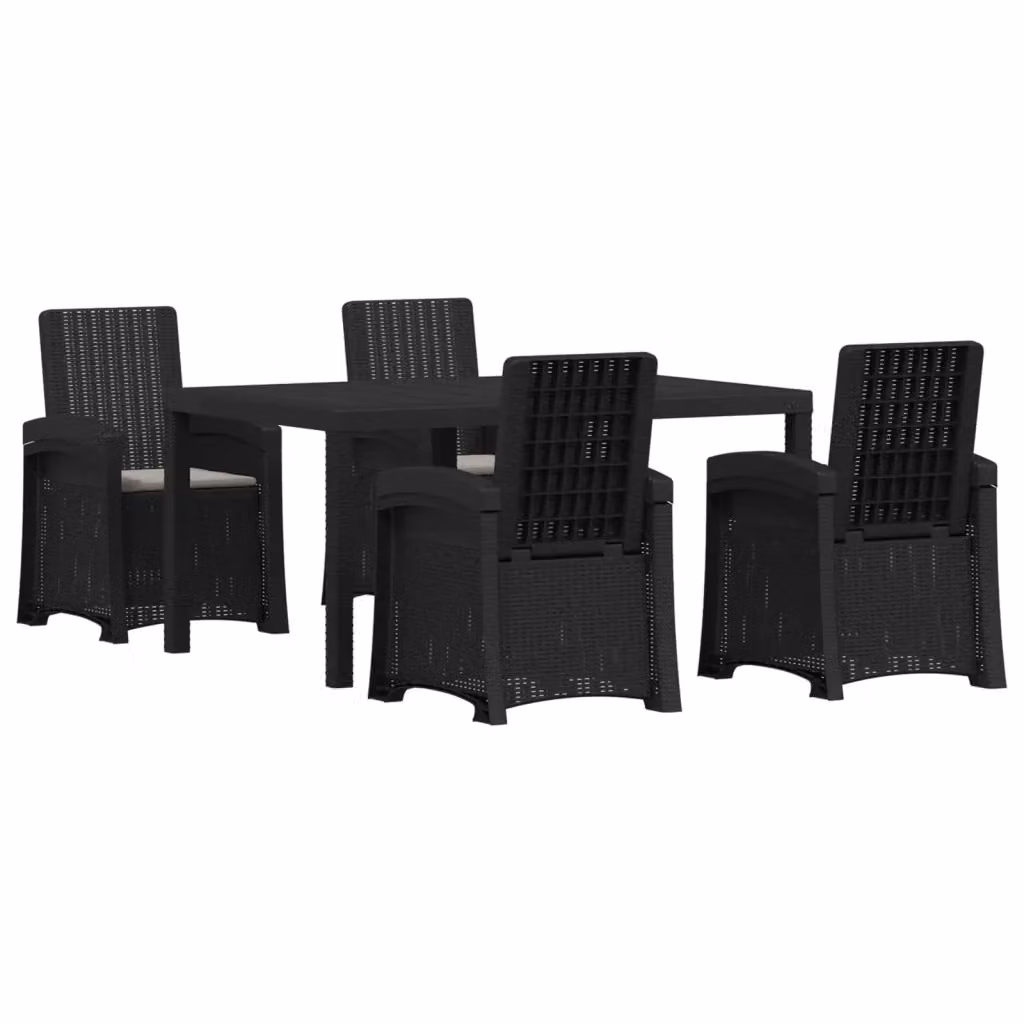Set da pranzo da giardino moderno vidaXL in rattan sintetico composto da 5 pezzi nei colori antracite e grigio – 2