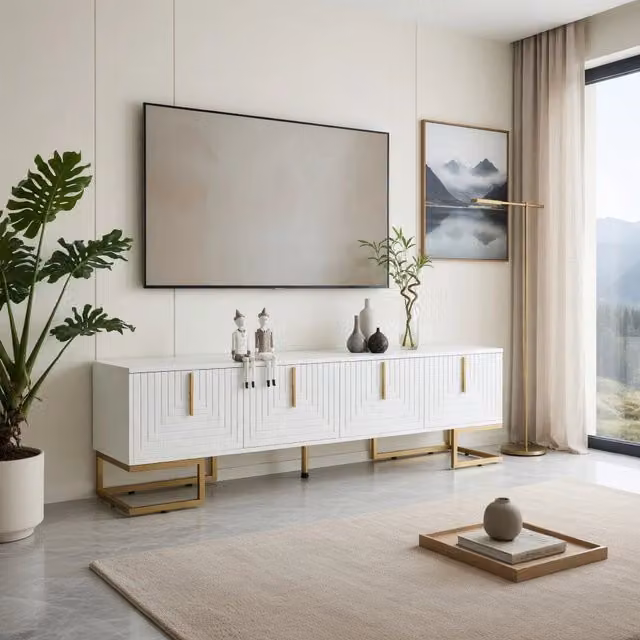 TV-Schrank bianco in truciolare lungo 170 cm