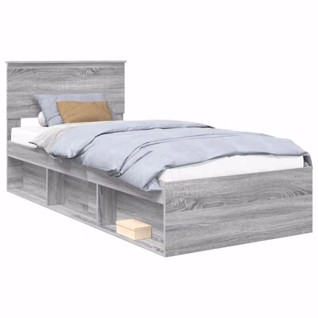 Struttura del letto Sonoma vidaXL in pino massello grigio, L/P/H: 90 x 200 cm – 2