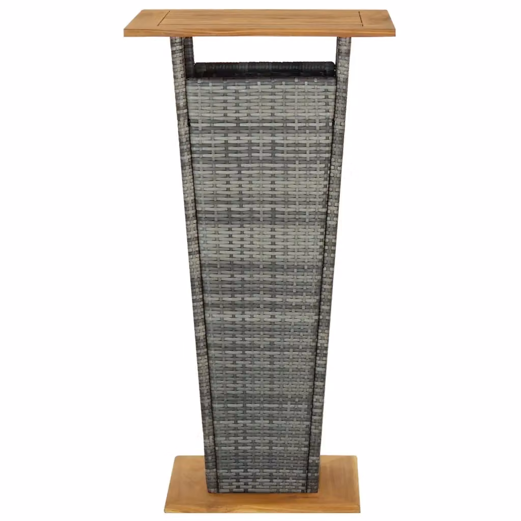 Tavolino da tè moderno vidaXL in polyrattan e legno di acacia oliato, grigio, L/P/H: 60 x 60 x 110 cm – 2