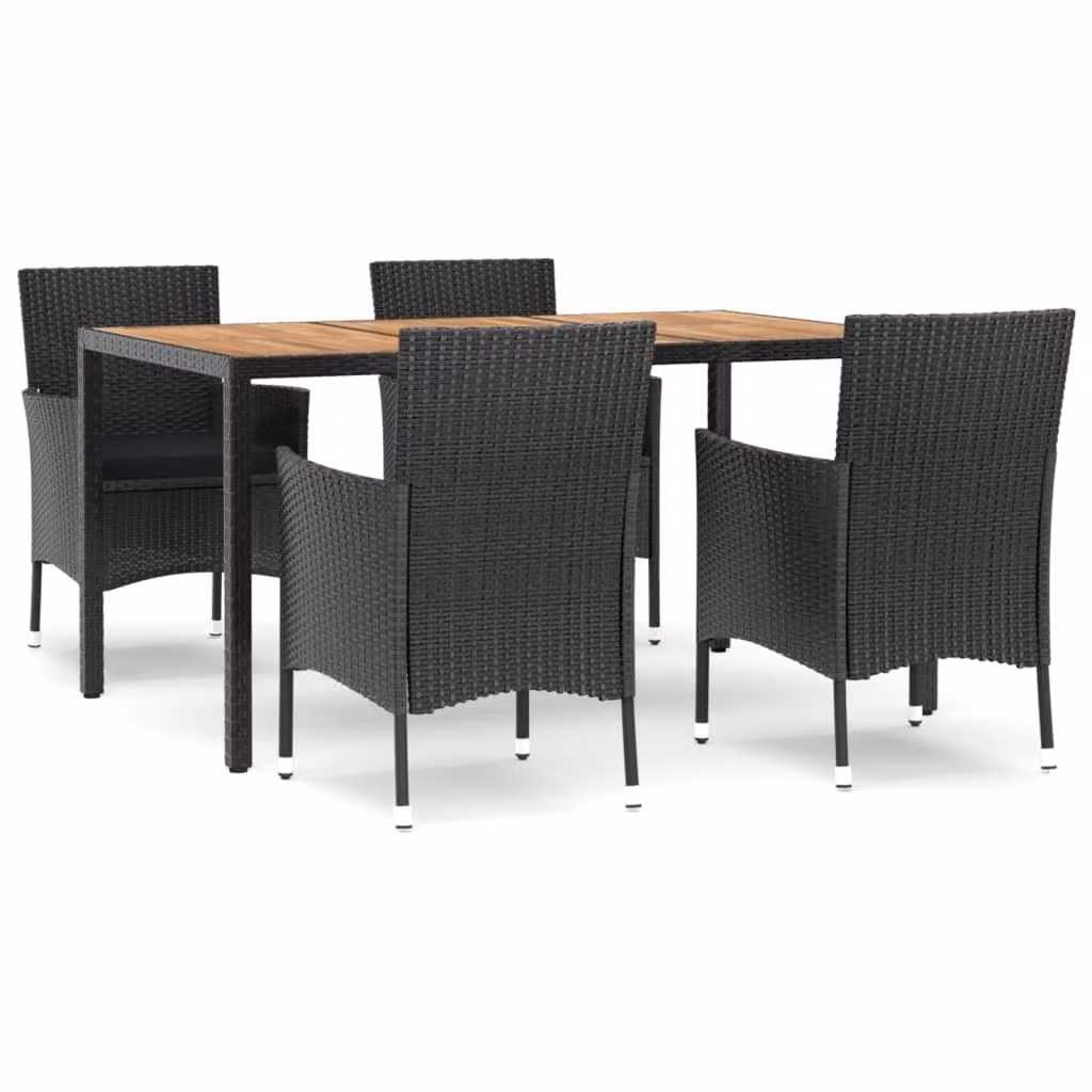 vidaXL set da pranzo da giardino a 5 pezzi con cuscini in rattan nero