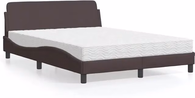 Letto con Materasso Dover vidaXL in Tessuto Marrone e Bianco L/P/H: 120 x 200 cm
