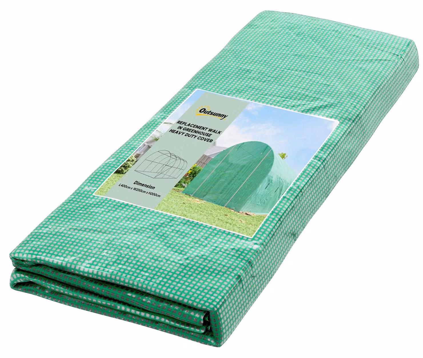 Pellicola per serre, dimensioni 4x2 metri, con porta e 8 finestre | Colore: Verde | Dimensioni: 200x400x200 cm