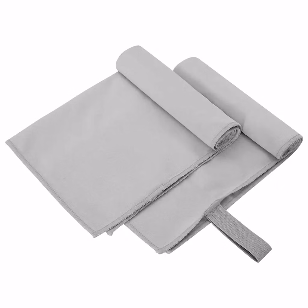Set di 2 asciugamani sportivi vidaXL in microfibra grigi, L 50 cm x P 30 cm