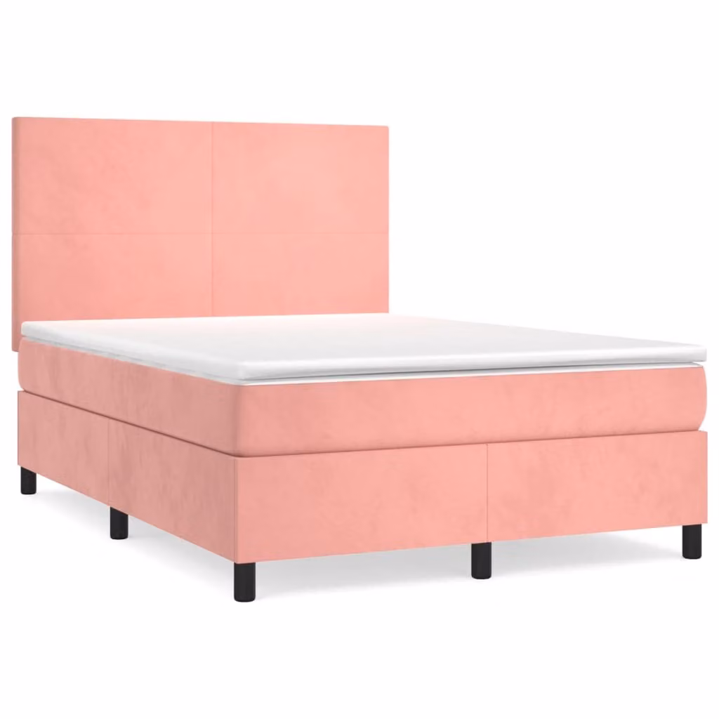 Giroletto a Molle con Materasso Rosa 140x190 cm in Velluto