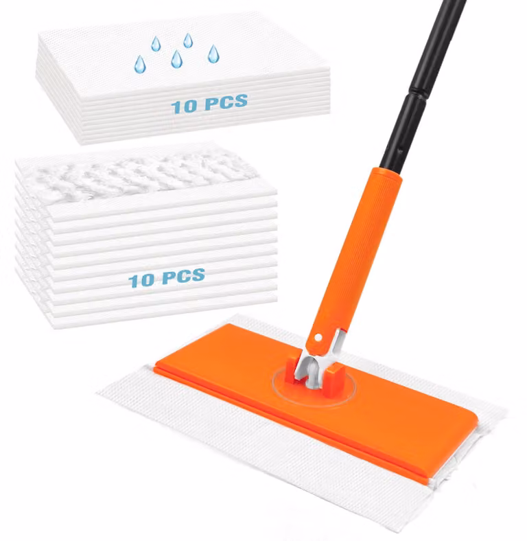 Mocio 2-in-1 con 10 panni asciutti e 10 panni umidi, girevole a 360°