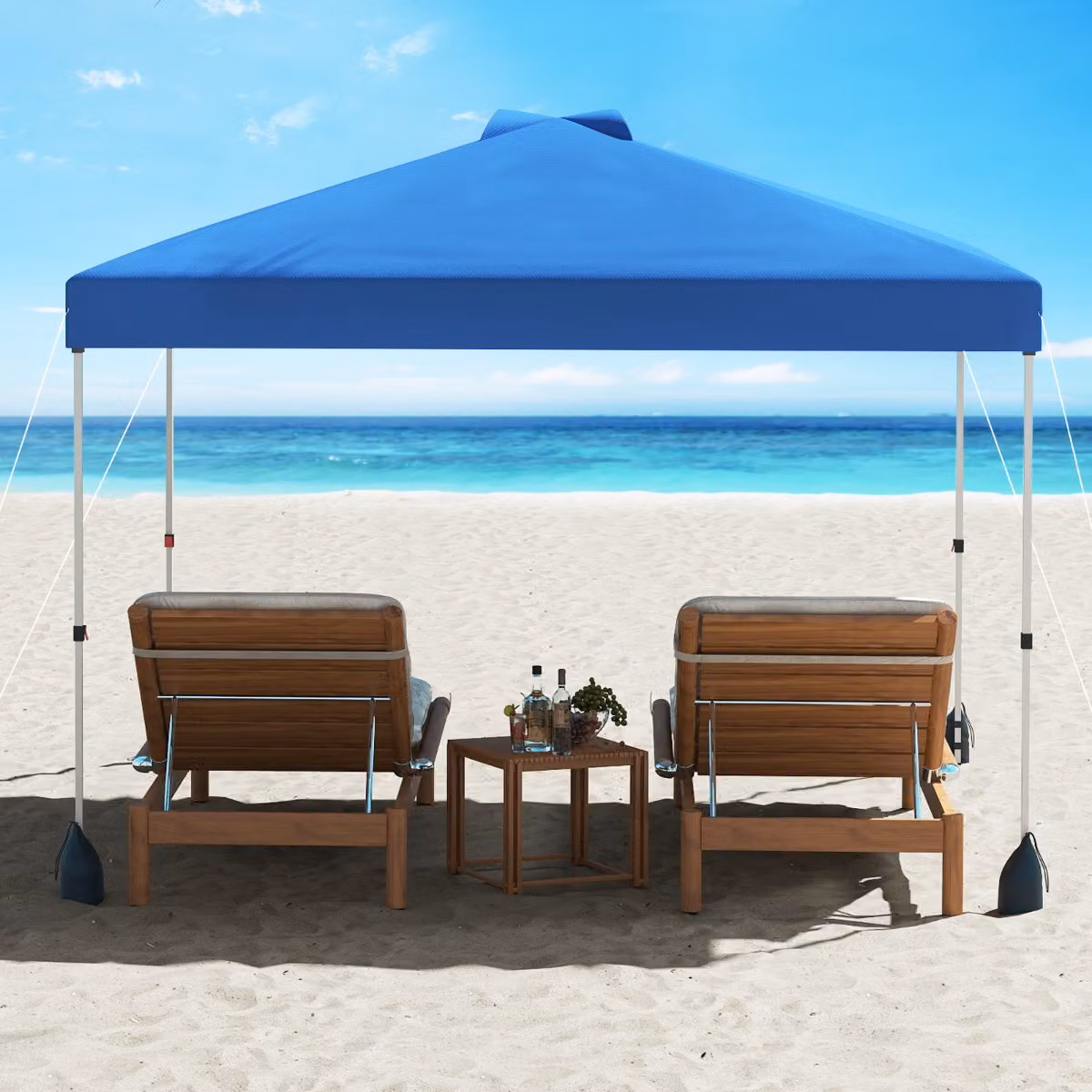 Tenda da patio pieghevole Costway per eventi commerciali con borsa con ruote, Blu, L 300 cm x P 300 cm x H 286 cm