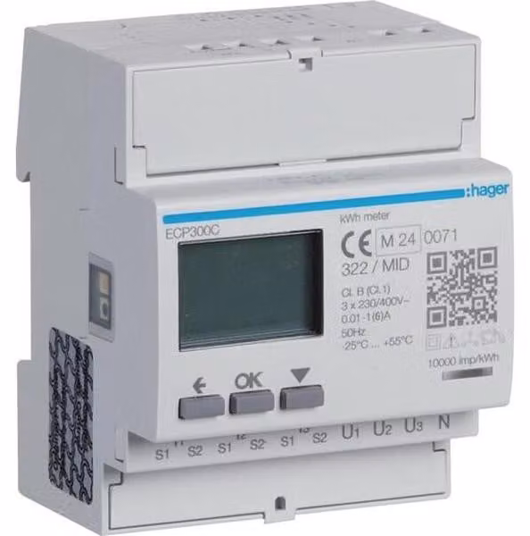 Contatore di energia trifase Hager ECP300C