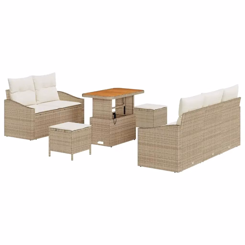 Set Divano da Giardino vidaXL 8 Pezzi a Forma di U con Cuscini Beige e Bianco – 2