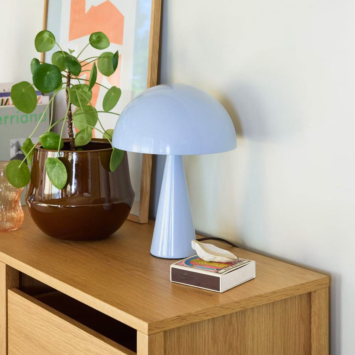 Hübsch Lampada da tavolo Mush Mini, Blu, Camera da letto, Metallo, Moderno, Lampada da tavolo