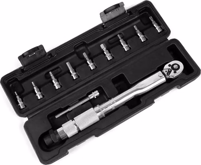 Chiave dinamometrica - Set di chiavi a cricchetto da 6,3 mm - regolabile da 5 a 25 Nm - funzione di rilascio rapido - impugnatura antiscivolo - acciaio cromo-vanadio - colore nero